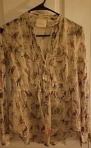 Maeve, Anthropology, button down, birds top